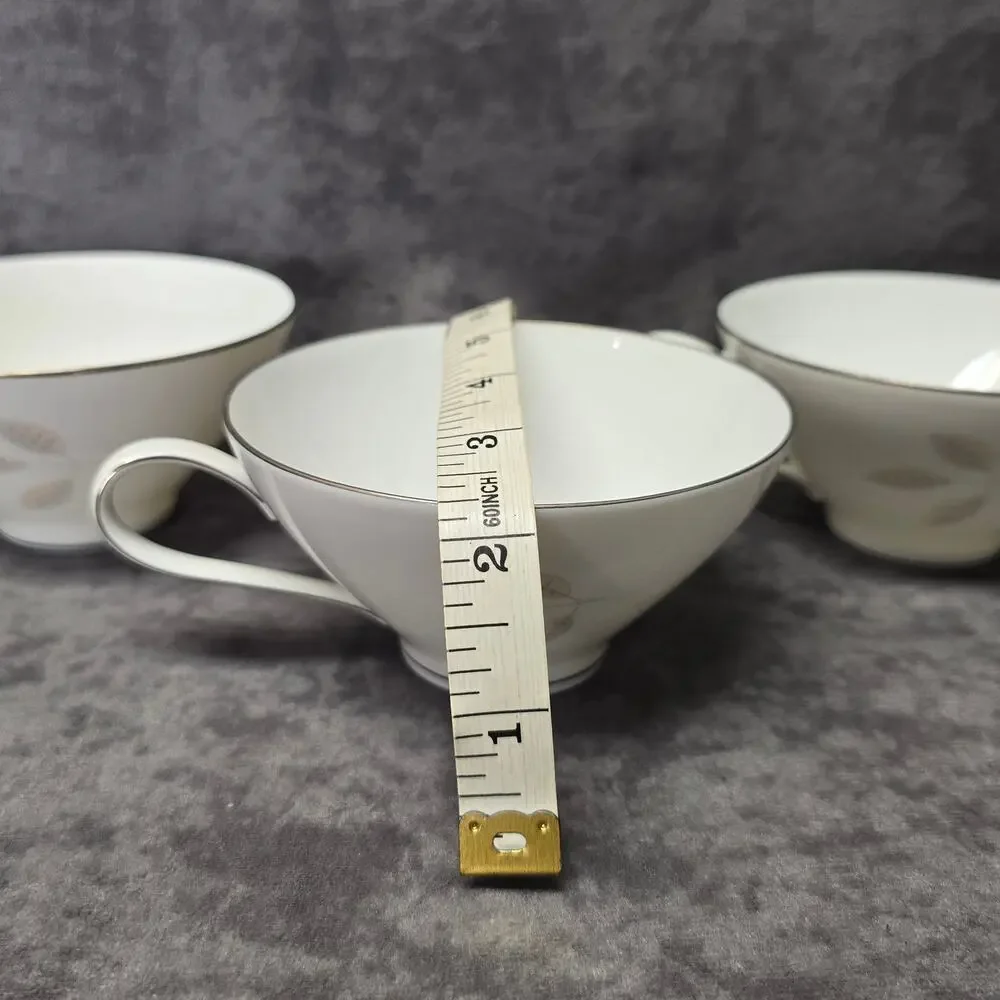Rosenthal Germany Rose Leaf Pattern Set of 3 Tea Cups Continental Print 3436